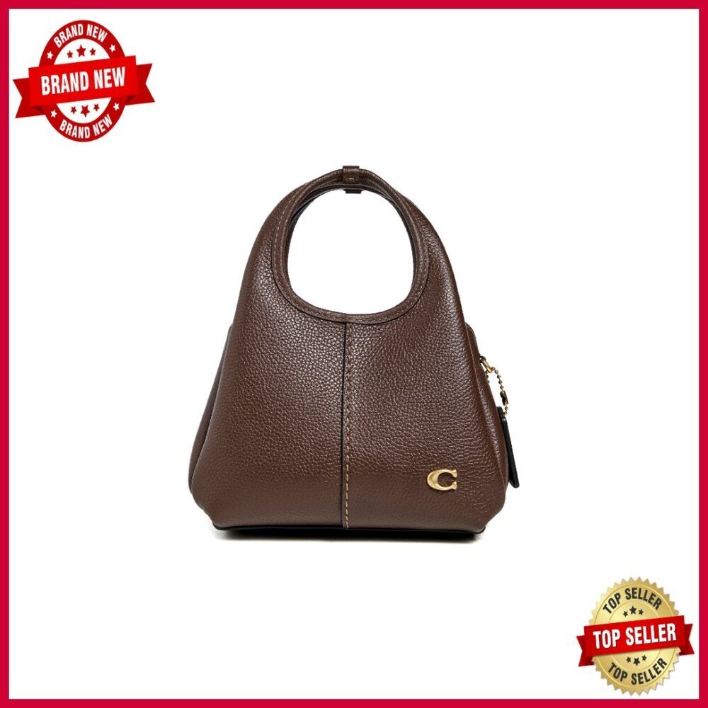 Pebbled Leather Shoulder Bag with Gold Chain Strap, 19cm Length